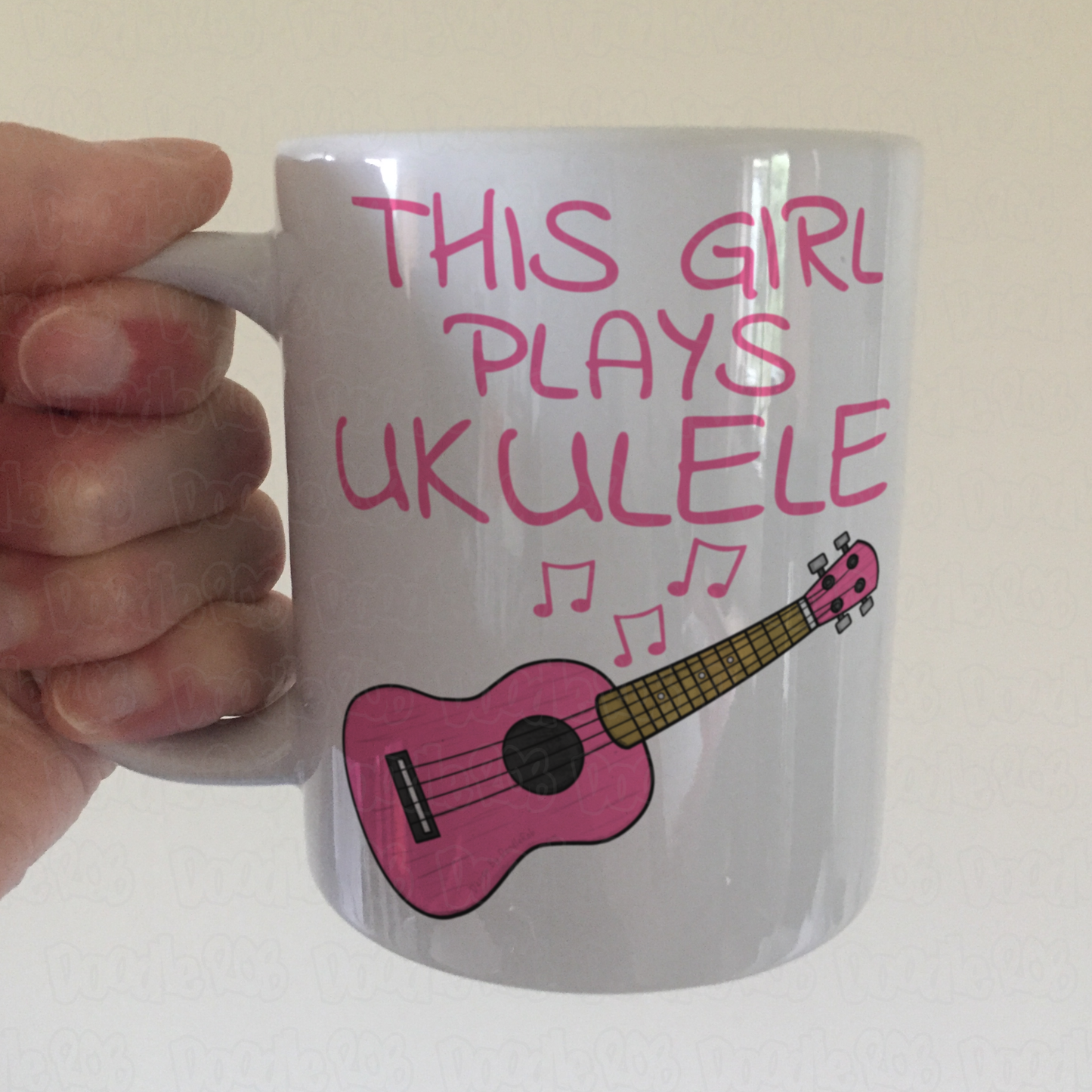 Pink Ukulele Mug - This Girl Plays Ukulele - Female Uke Player - Musician Gift For Her