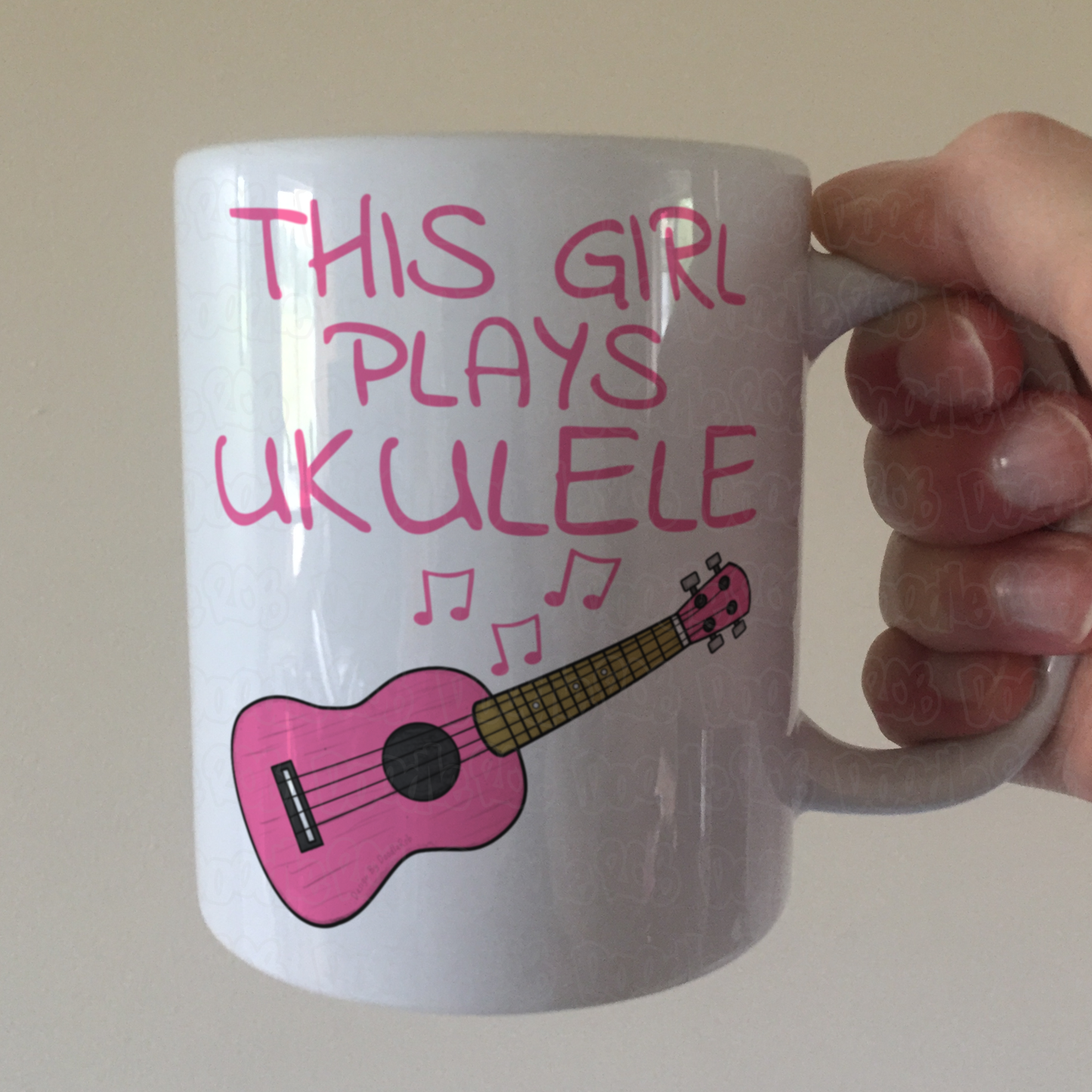 Pink Ukulele Mug - This Girl Plays Ukulele - Female Uke Player - Musician Gift For Her