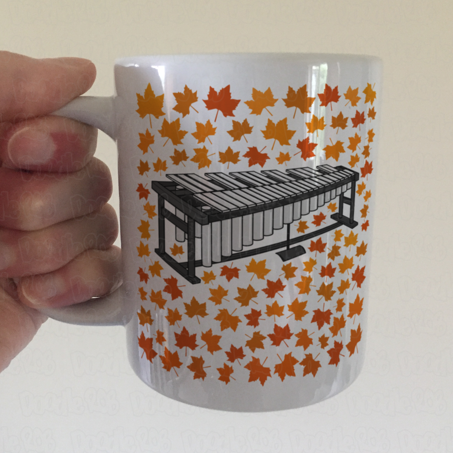 Autumn Vibraphone Mug (Leaves) - Gift For Percussionist - Musician Gift For Fall or Thanksgiving