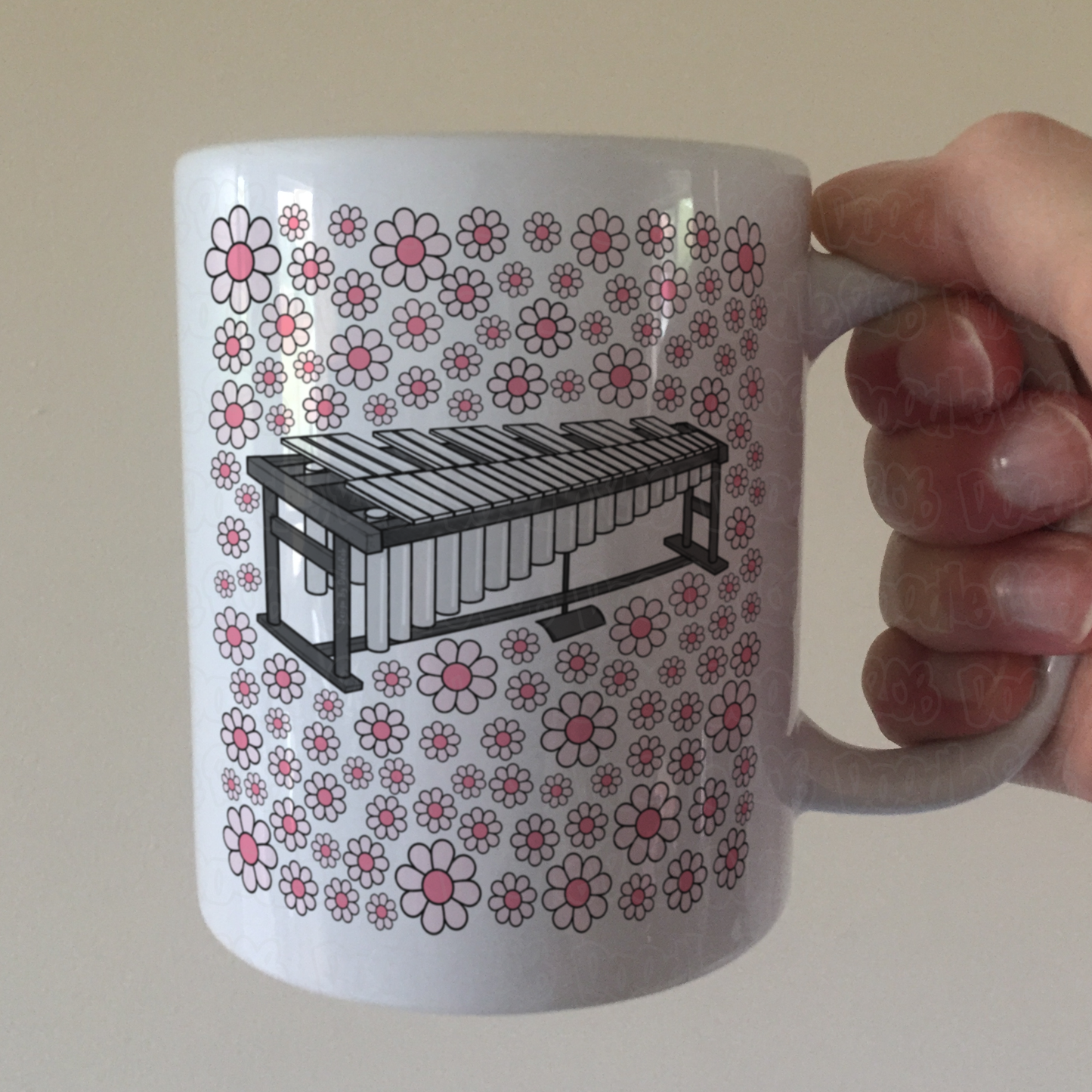 Vibraphone Floral Mug (Pink Flowers) - Female Percussionist - Musician Gift For Girl