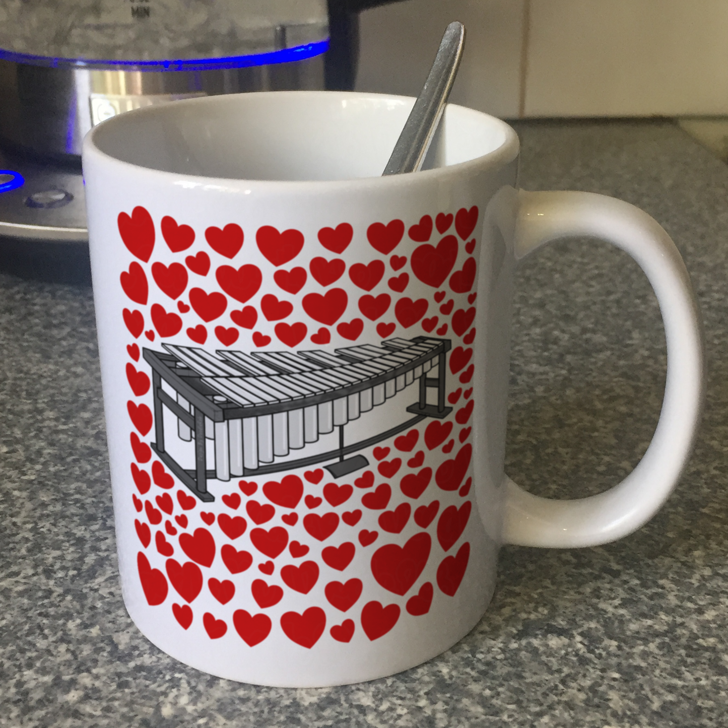 Vibraphone With Hearts Mug - Gift For Percussionist - Musician Valentines Anniversary Gift