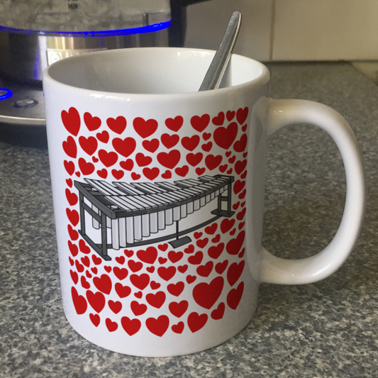 Vibraphone With Hearts Mug - Gift For Percussionist - Musician Valentines Anniversary Gift