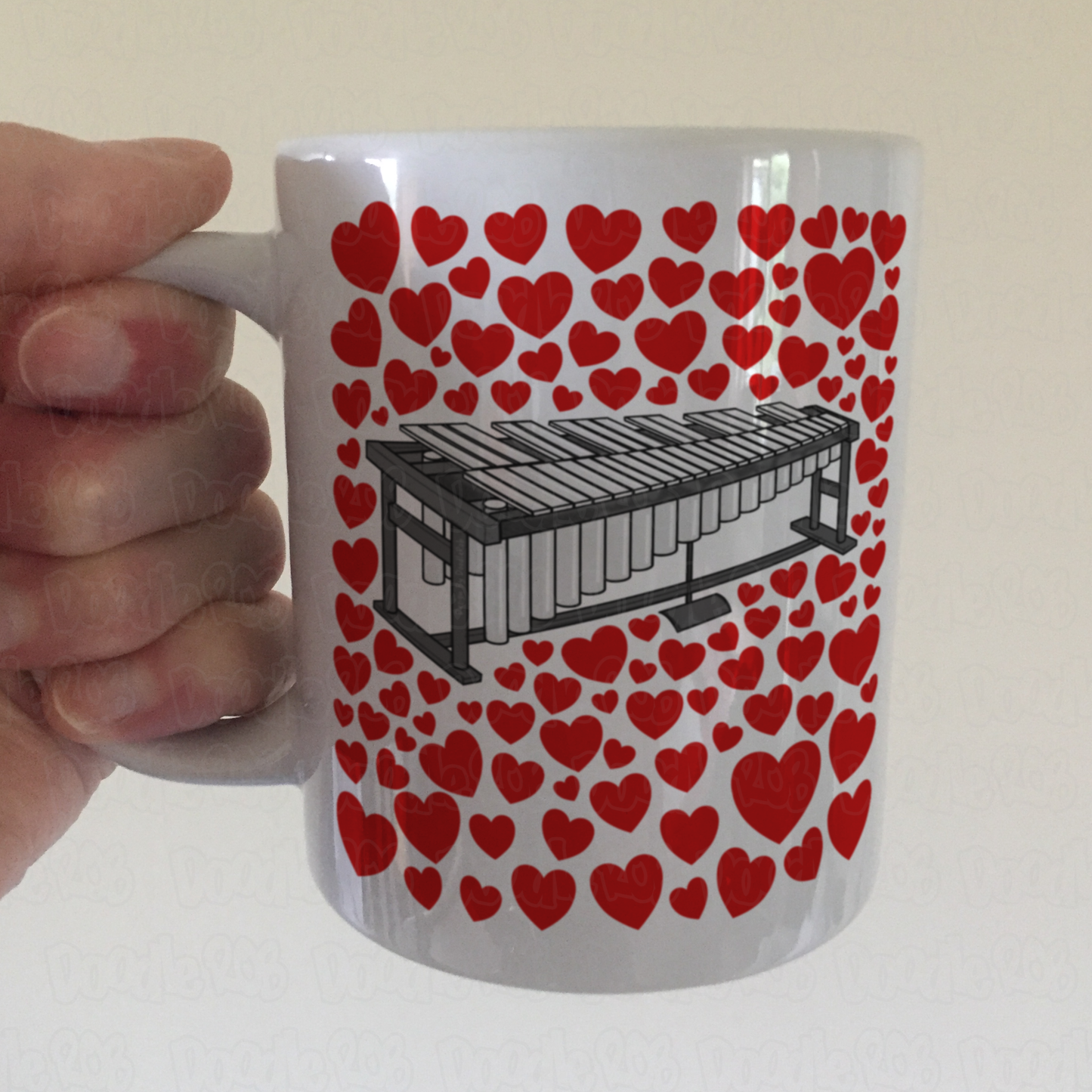 Vibraphone With Hearts Mug - Gift For Percussionist - Musician Valentines Anniversary Gift