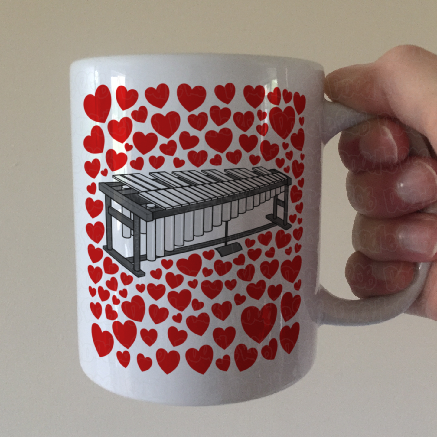 Vibraphone With Hearts Mug - Gift For Percussionist - Musician Valentines Anniversary Gift