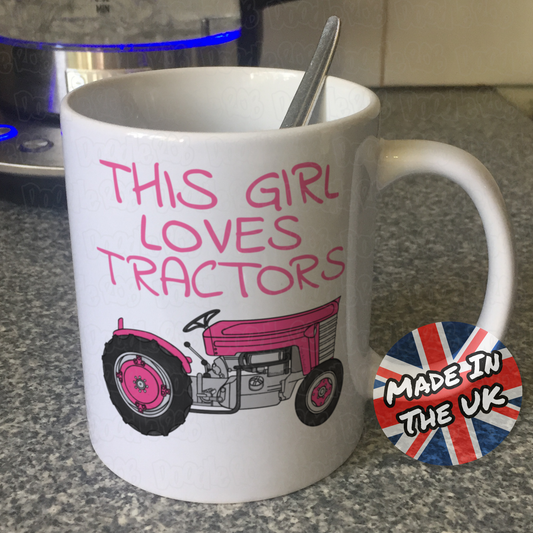 Vintage Tractor Mug - This Girl Loves Tractors - Female Farmer Mug - Farming Gift For Her