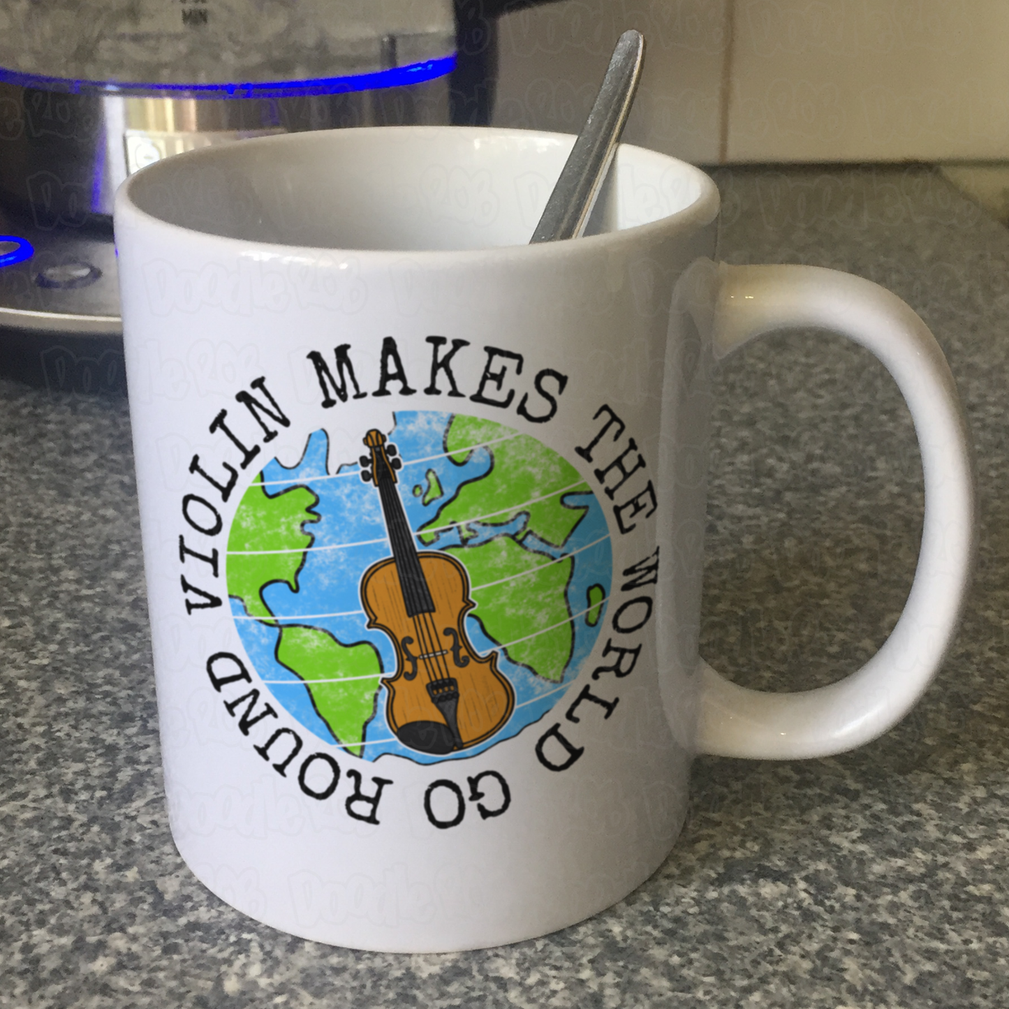 Violin Mug - Violin Makes The World Go Round - Gift For Violinist - String Teacher Gift