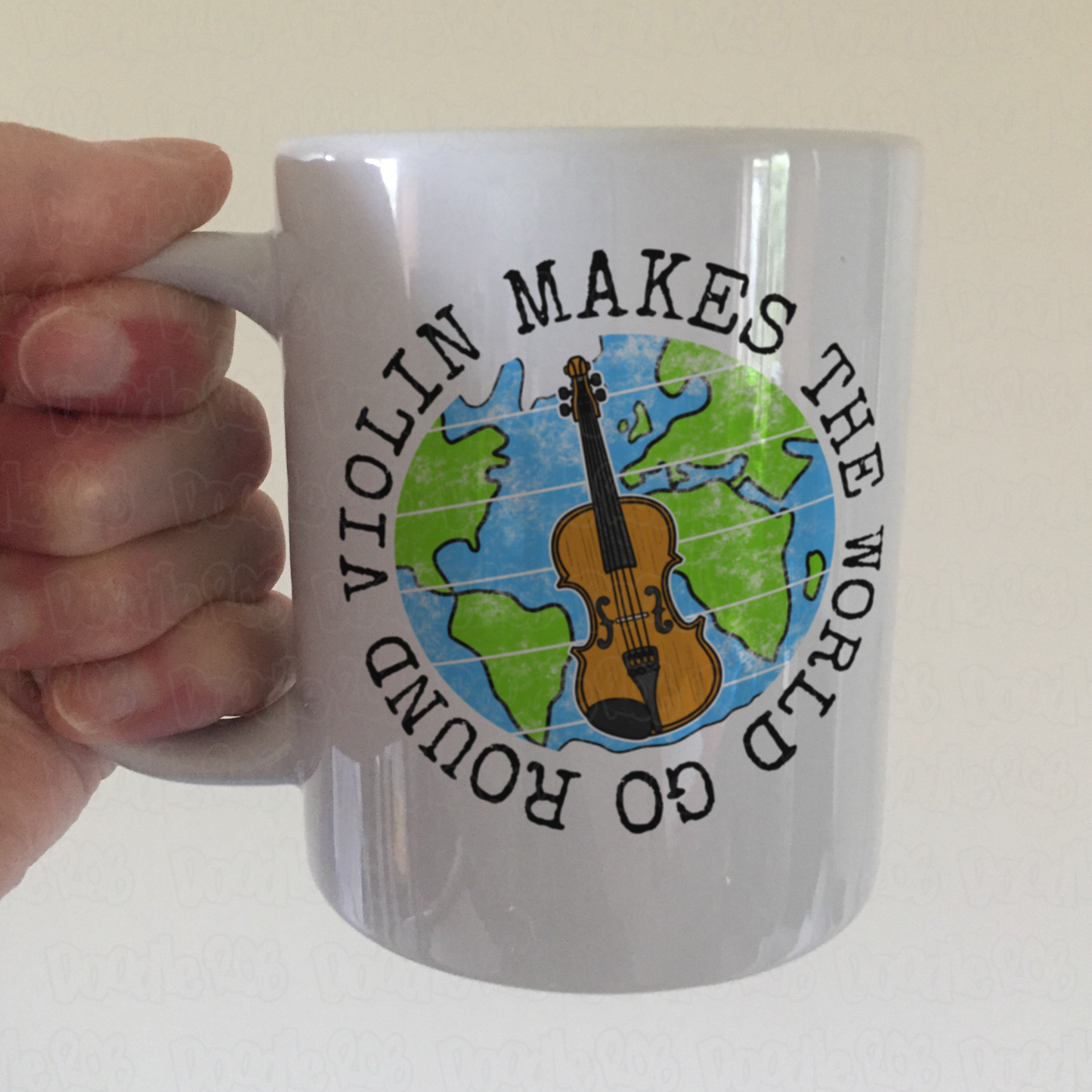 Violin Mug - Violin Makes The World Go Round - Gift For Violinist - String Teacher Gift
