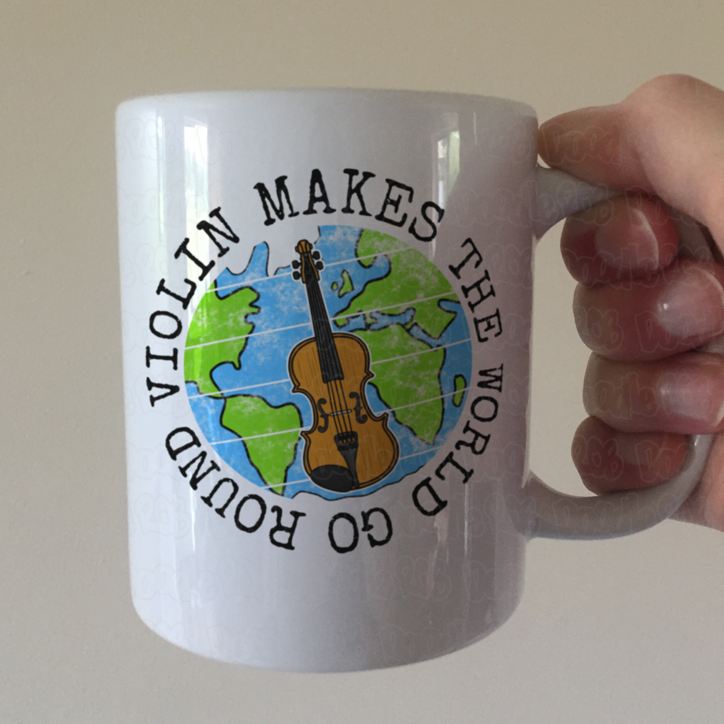 Violin Mug - Violin Makes The World Go Round - Gift For Violinist - String Teacher Gift