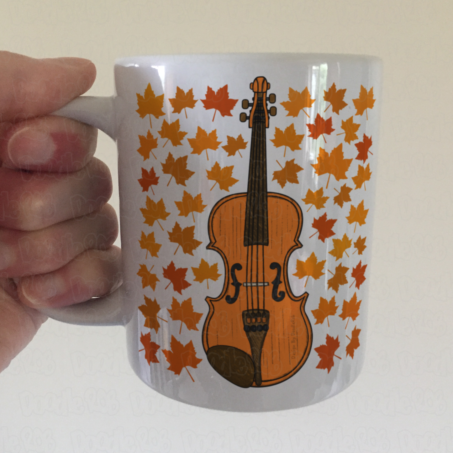 Autumn Violin Mug (Leaves) - Violinist Mug - String Musician Gift For Fall or Thanksgiving