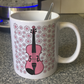 Violin Floral Mug (Pink Flowers) - Female Violinist - String Musician Gift For Girl