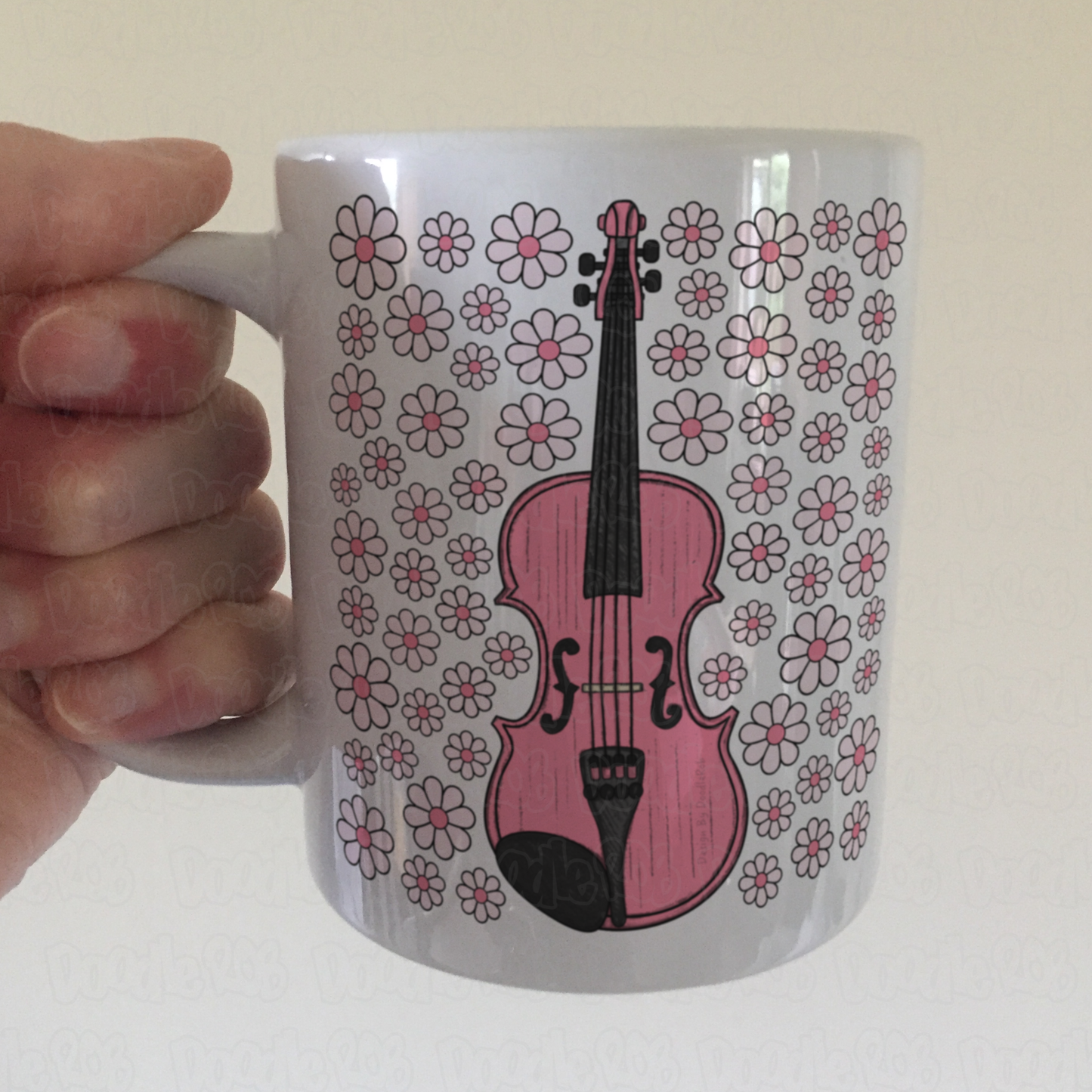 Violin Floral Mug (Pink Flowers) - Female Violinist - String Musician Gift For Girl