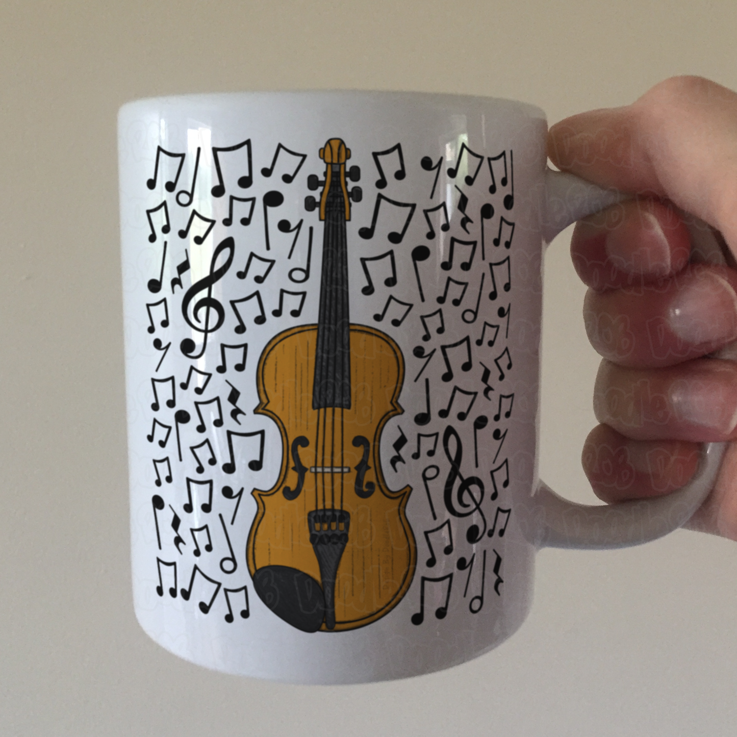 Violin Musical Notes Mug - Violinist Mug - String Musician Orchestra Gift