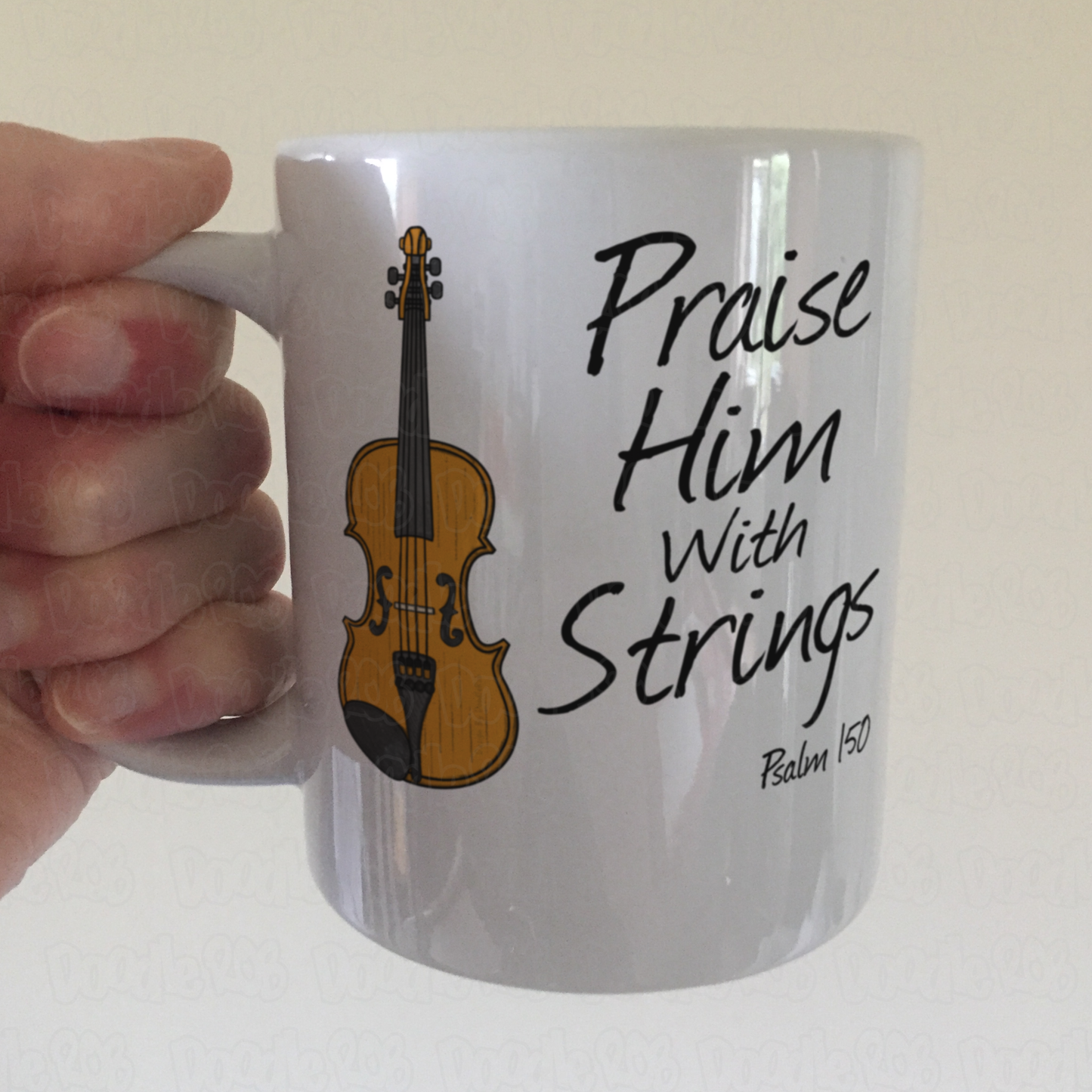 Worship Violin Mug - Praise Him With Strings (Psalm 150) - Church Violinist Gift
