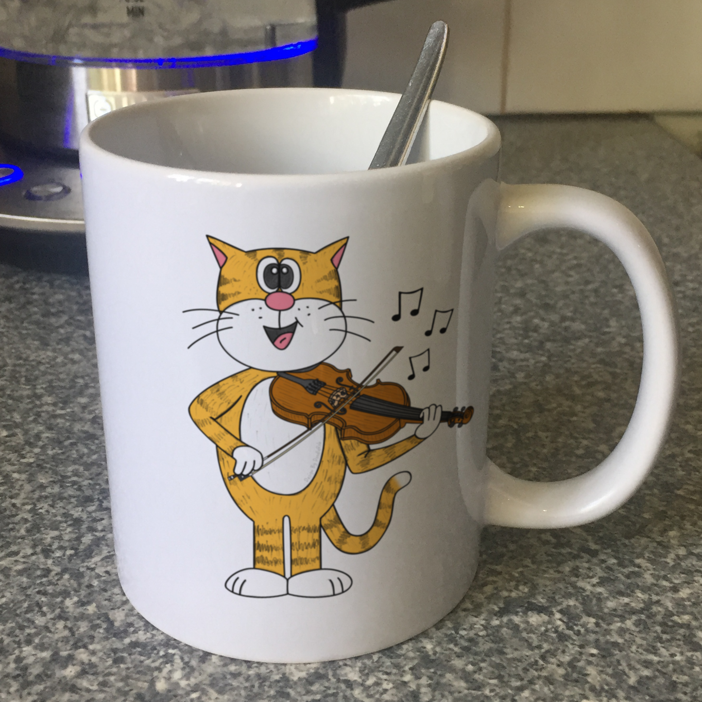 Cat Playing Violin Mug - Funny Violinist Mug - Music Teacher Gift For Cat Lover
