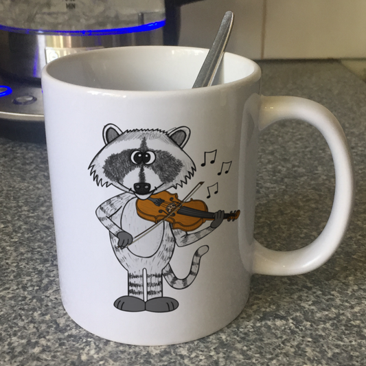 Raccoon Violin Mug - Funny Gift For Violinist - String Musician Gift For Animal Lovers