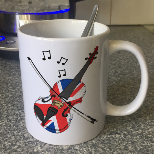 UK Flag Violin Mug - Violinist Gift - Union Jack Violin Mug - British Musician Gift
