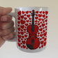 Violin With Hearts Mug - Violinist Mug - String Musician Valentines Anniversary Gift
