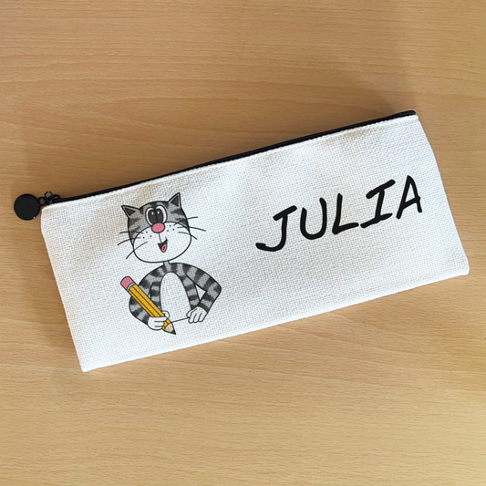 Cat Personalised Pencil Case - Custom Back To School Gift - Teacher Gift For Cat Lover