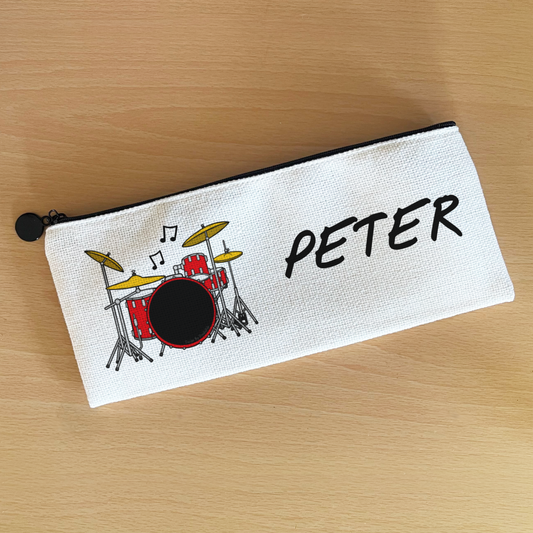 Drums Personalised Pencil Case - Custom Gift For Drummer - Back To School Gift For Musician
