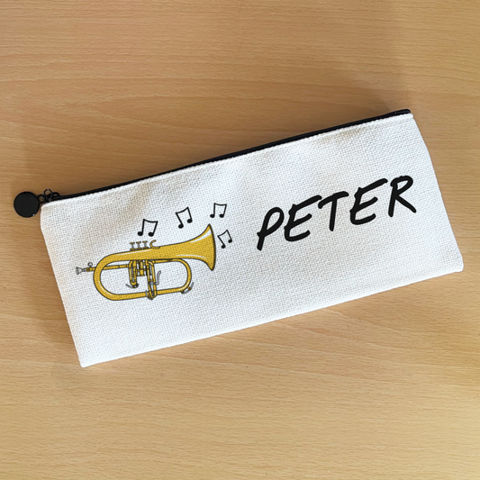 Flugelhorn Personalised Pencil Case - Custom Gift For Horn Player - Back To School Gift For Brass Musician
