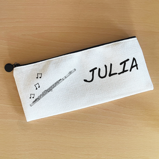 Flute Personalised Pencil Case - Custom Gift For Flautist - Back To School Gift For Musician