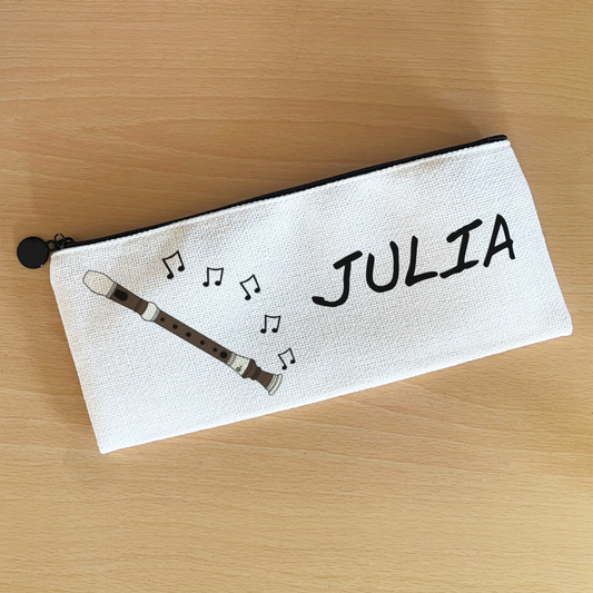 Recorder Personalised Pencil Case - Custom Gift For Recorderist - Back To School Gift For Musician