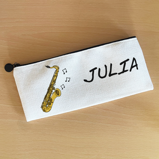 Saxophone Personalised Pencil Case - Custom Gift For Saxophonist - Back To School Gift For Musician