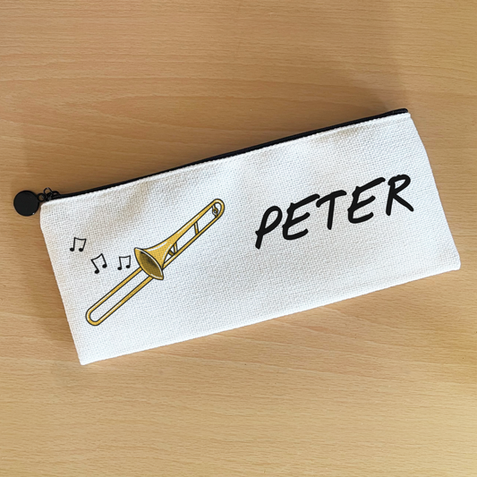Trombone Personalised Pencil Case - Custom Gift For Trombonist - Back To School Gift For Brass Musician