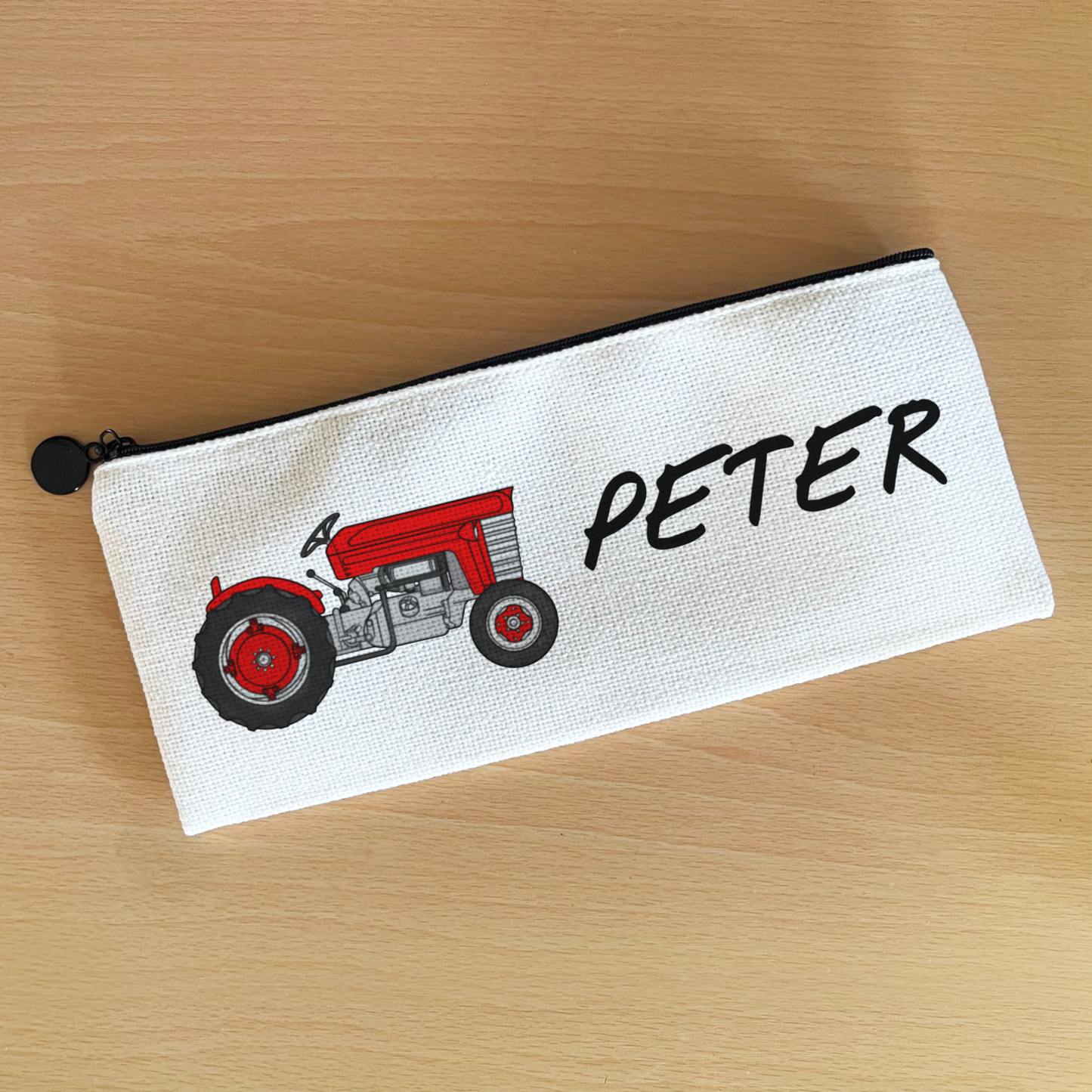 Tractor Personalised Pencil Case (Red) - Custom Back To School Gift