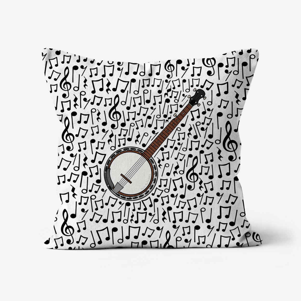 Banjo Cushion (Musical Notes) - Banjoist Gift - Musician Home Decor