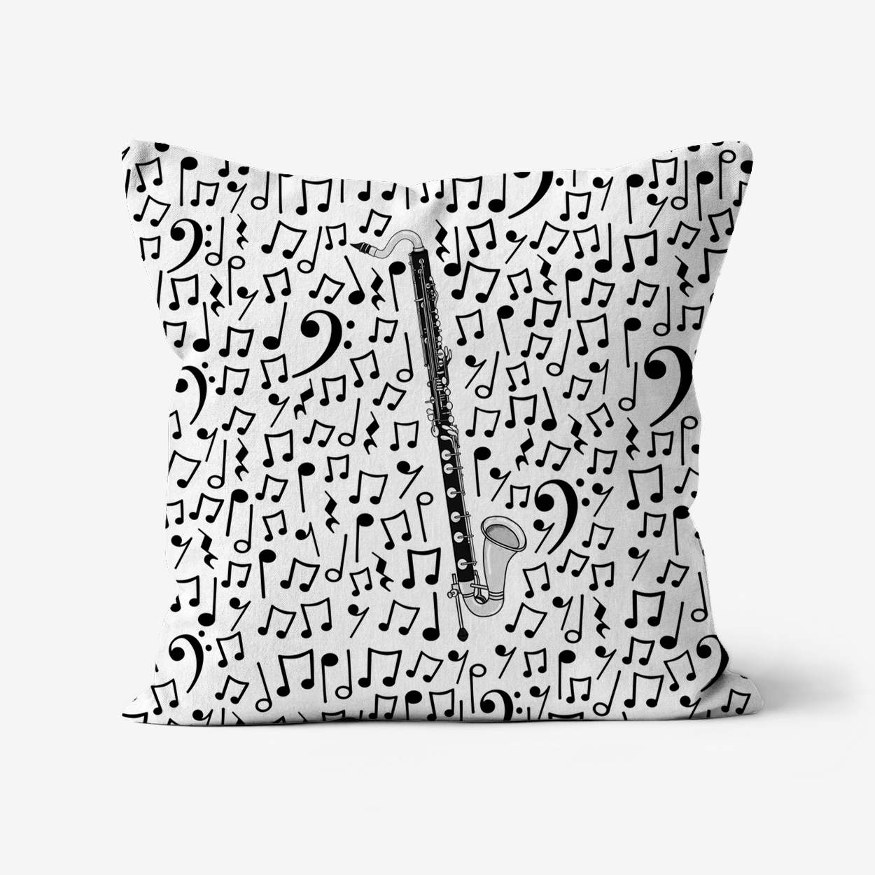 Bass Clarinet Cushion (Musical Notes) - Clarinetist Gift - Musician Home Decor