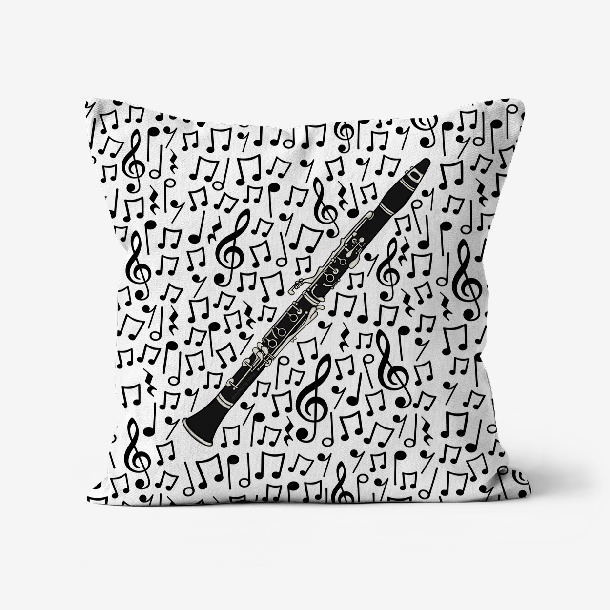 Clarinet Cushion (Musical Notes) - Clarinetist Gift - Musician Home Decor