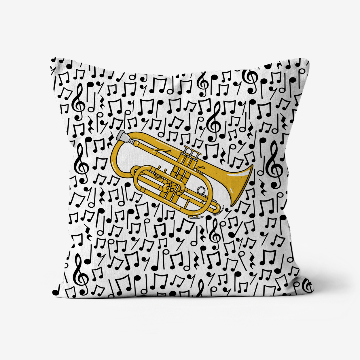 Cornet Musical Notes Cushion - Cornetist Gift - Musician Home Decor