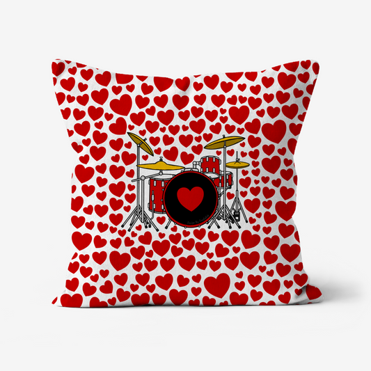 Drum Kit With Hearts Cushion - Drummer Musician Valentines Anniversary Gift