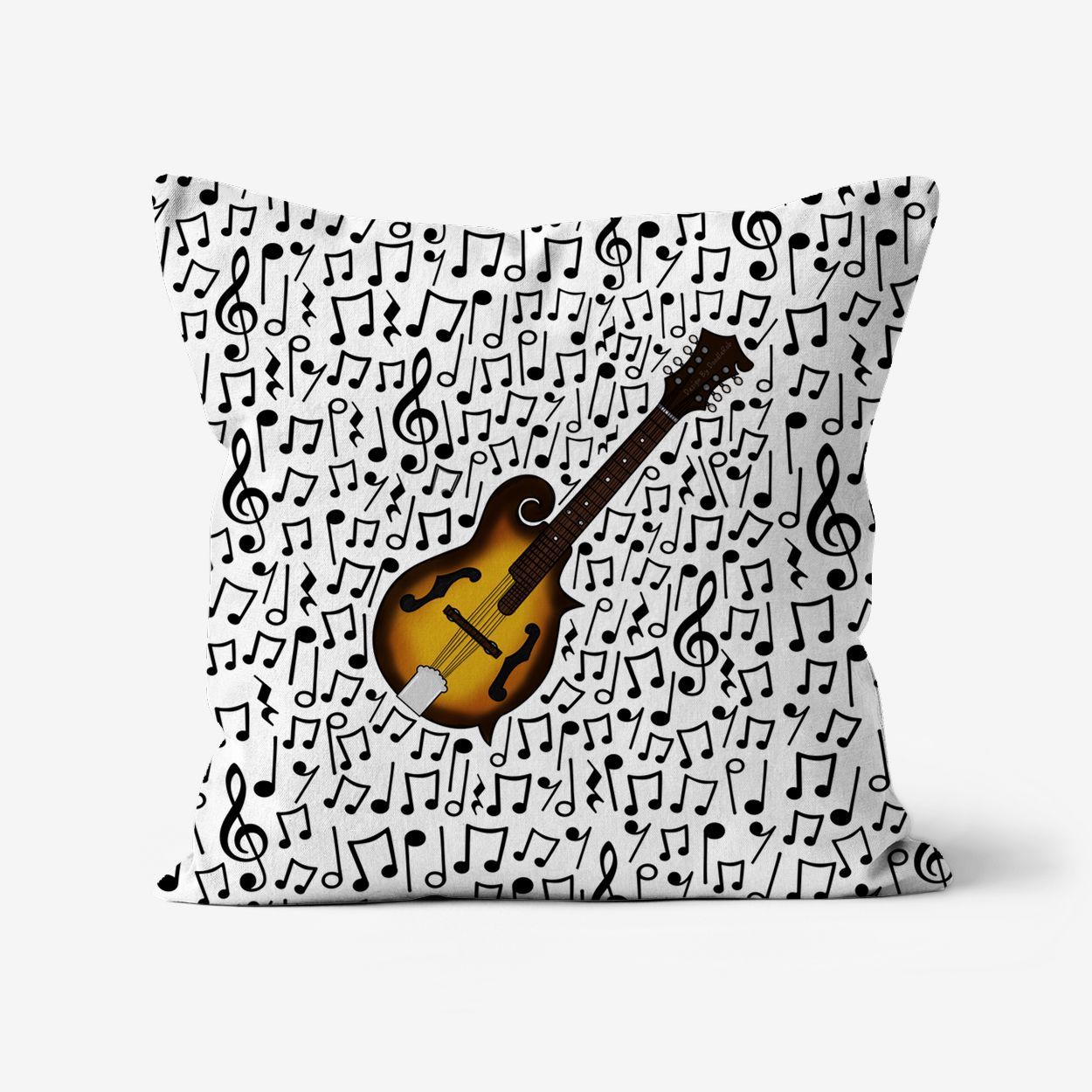 Mandolin Cushion (Musical Notes) - Mandolinist Gift - Musician Home Decor