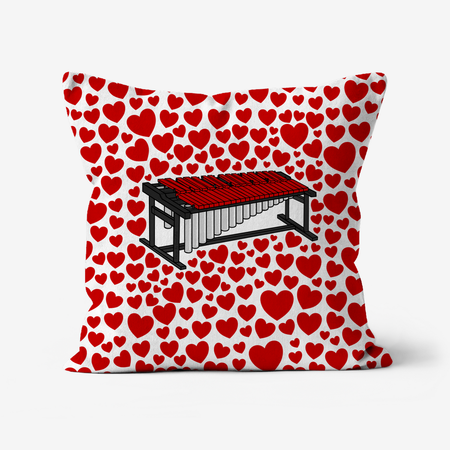 Marimba With Hearts Cushion - Marimbist Musician Valentines Anniversary Gift