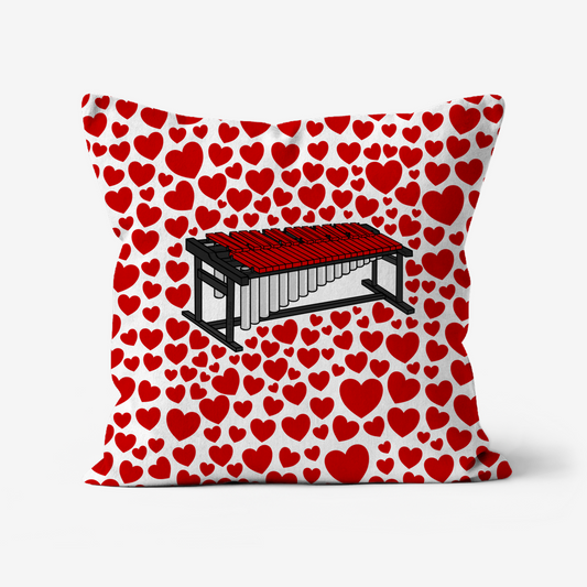 Marimba With Hearts Cushion - Marimbist Musician Valentines Anniversary Gift
