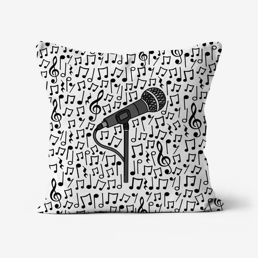 Singer Musical Notes Cushion - Singing Teacher Gift - Musician Home Decor
