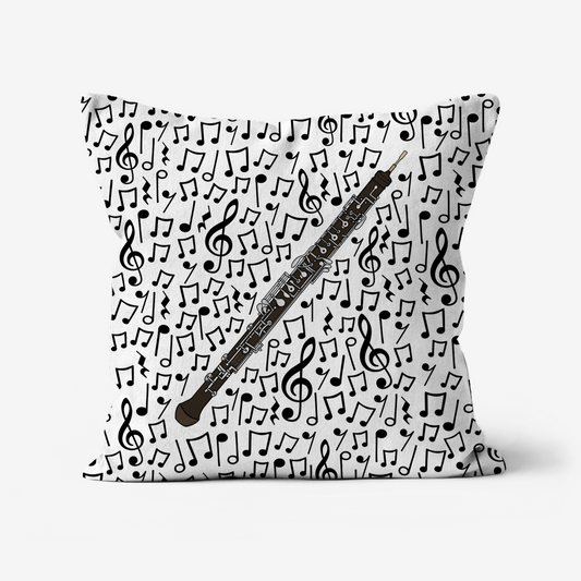 Oboe Cushion (Musical Notes) - Oboist Gift - Musician Home Decor