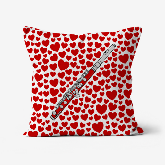 Piccolo With Hearts Cushion - Piccoloist Musician Valentines Anniversary Gift