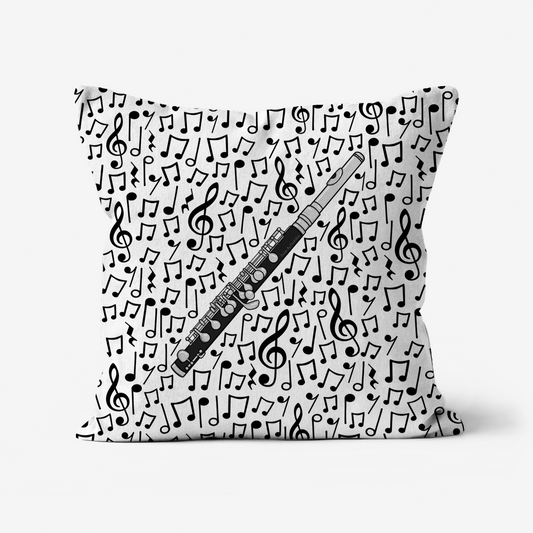 Piccolo Cushion (Musical Notes) - Piccoloist Gift - Musician Home Decor