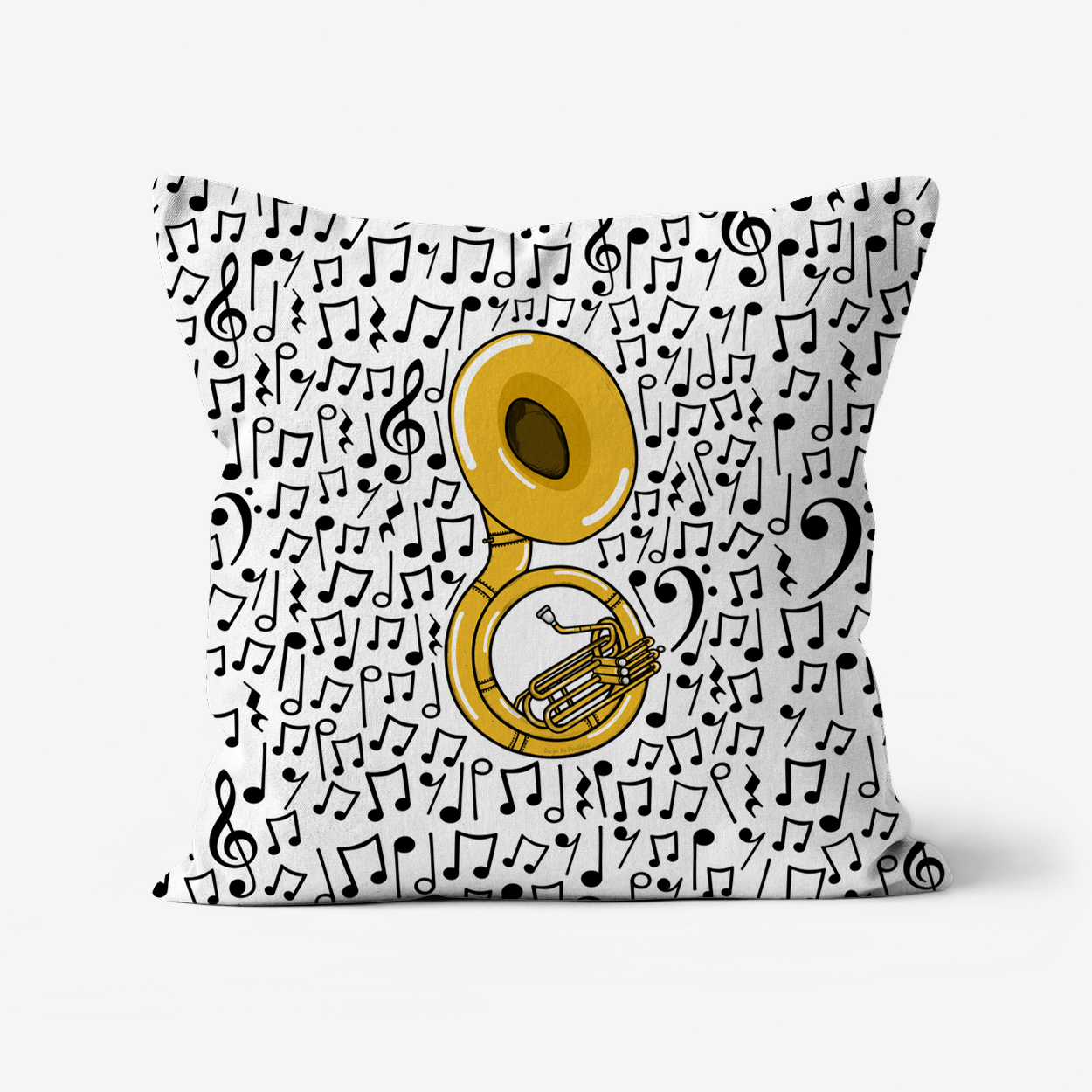 Sousaphone Musical Notes Cushion - Sousaphonist Gift - Musician Home Decor