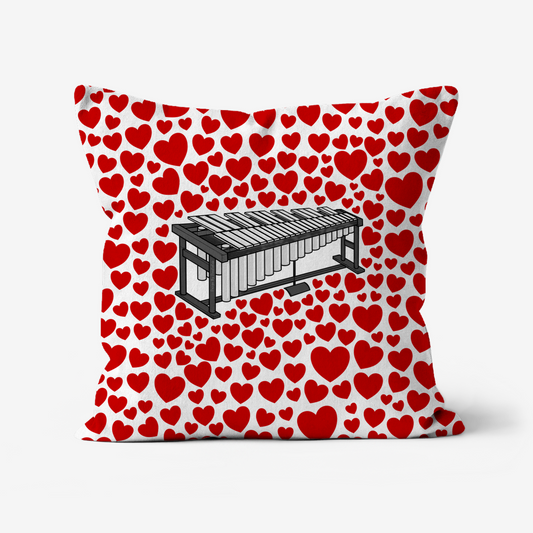 Vibraphone With Hearts Cushion - Vibraphonist Musician Valentines Anniversary Gift