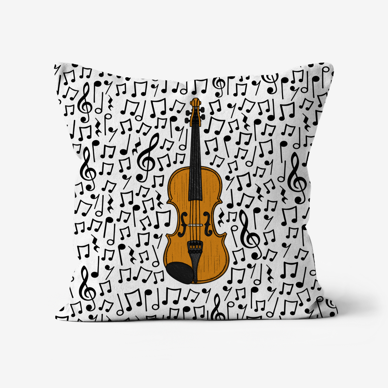 Violin Cushion (Musical Notes) - Violinist Gift - Musician Home Decor