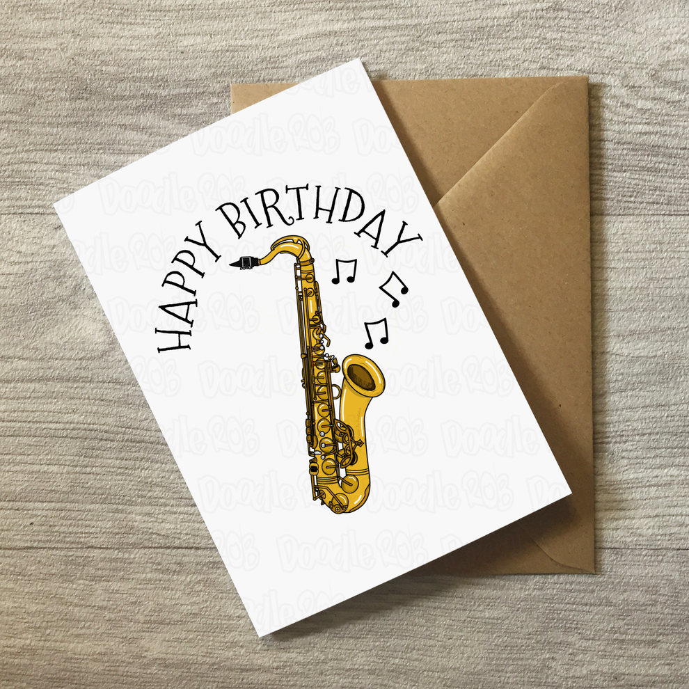 Saxophone Birthday Card Saxophonist Greeting Card Sax Player Birth