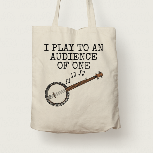 Church Banjo Tote Bag - I Play To An Audience Of One - Christian Banjoist - Folk Musician Gift