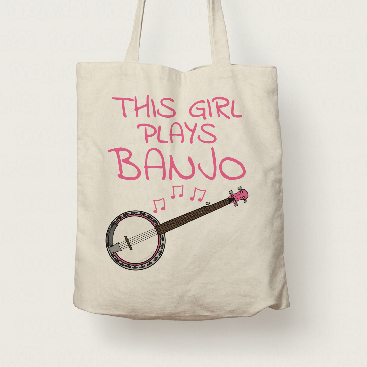 Pink Banjo Tote Bag - This Girl Plays Banjo - Female Banjoist - Banjo Gift For Girl