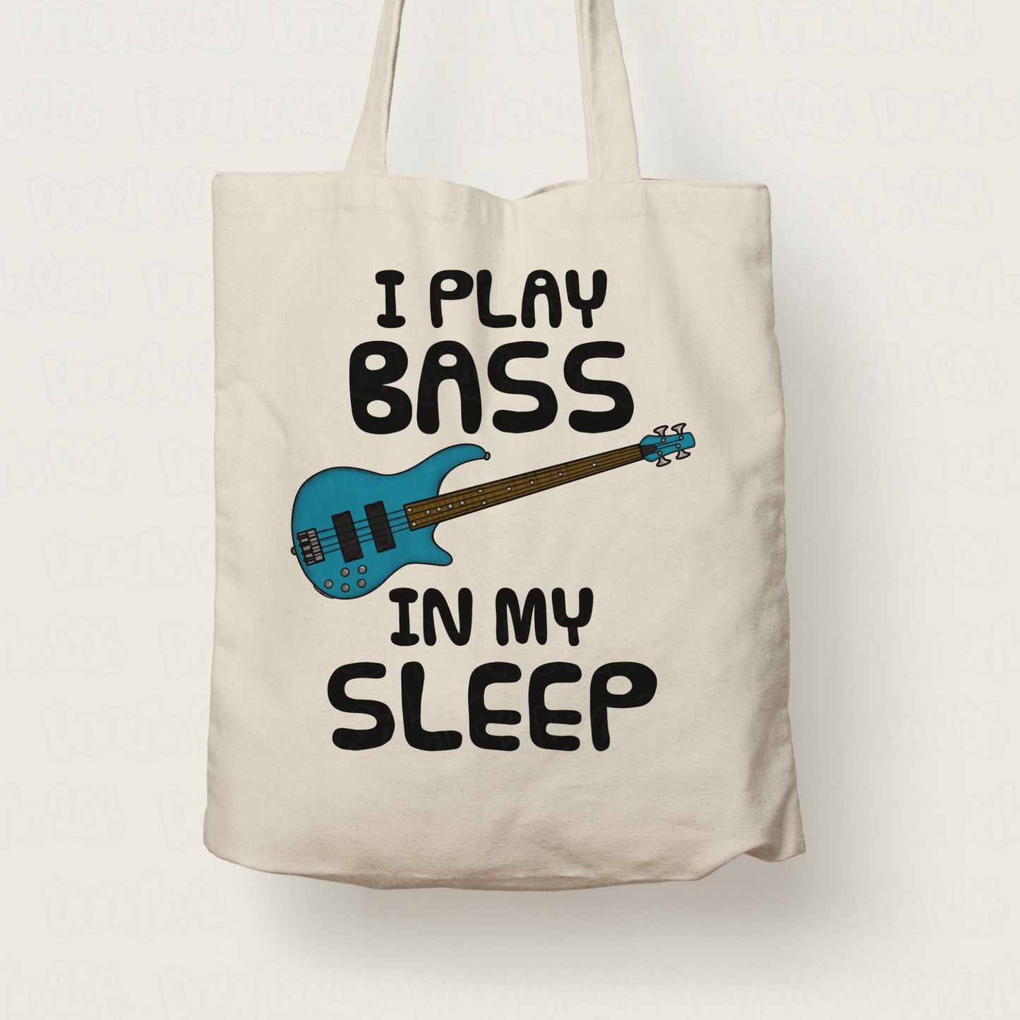 Funny Bass Guitar Tote Bag - I Play Bass In My Sleep - Bassist Musician Gift