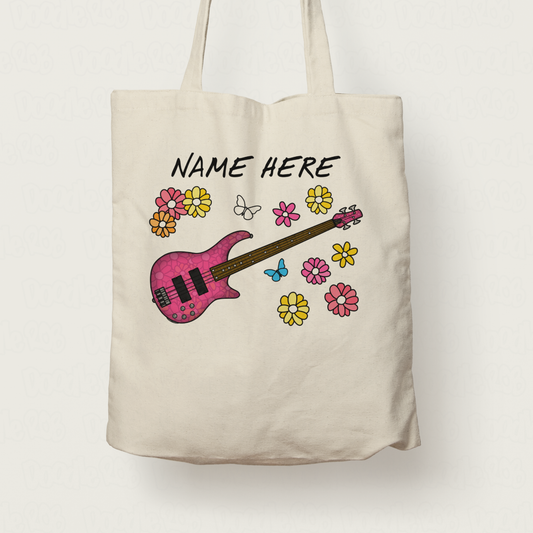Bass Guitar Tote Bag - Custom Gift For Bassist - Bass Guitarist Personalised Gift