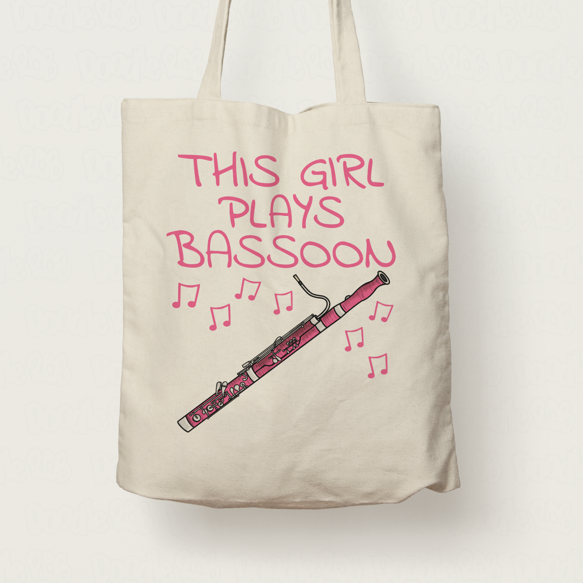 Pink Bassoon Tote Bag - This Girl Plays Bassoon - Female Bassoonist Gift - Woodwind Musician Gift